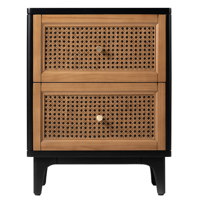 COZAYH HOME 2-Drawer Woven Cane Front Accent Nightstand