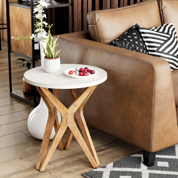 COZAYH HOME Pedestal Farmhouse End Table