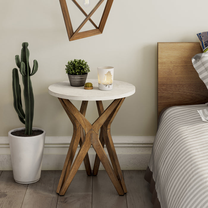 COZAYH HOME Pedestal Farmhouse End Table