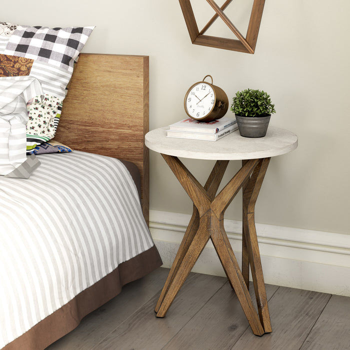 COZAYH HOME Pedestal Farmhouse End Table