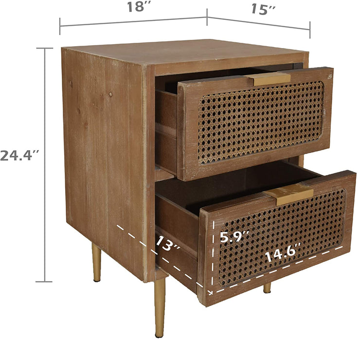 COZAYH HOME Rustic Farmhouse Woven Fronts Nightstand