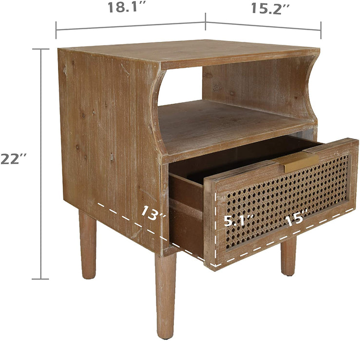 COZAYH HOME Rustic Farmhouse Woven Fronts Nightstand