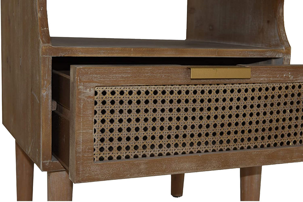 COZAYH HOME Rustic Farmhouse Woven Fronts Nightstand