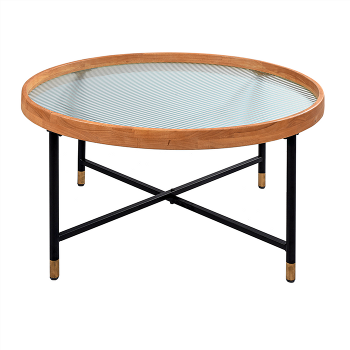 COZAYH HOME Tempered Architectural Glass Tray Top Coffee Table, Round
