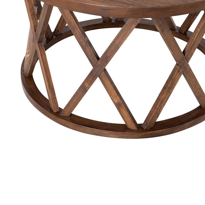 COZAYH HOME Rustic Round Coffee Table