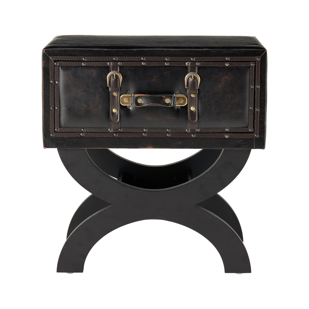 Vintage Faux Leather Trunk End Table — COZAYH HOME