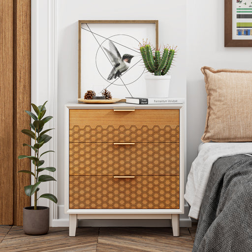 touraco dresser white brown Touraco Brown White Geometric Drawers Console Table