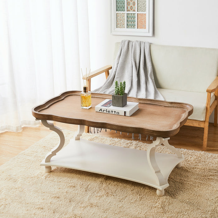 COZAYH HOME Natural Tray Top Cottagecore Coffee Table