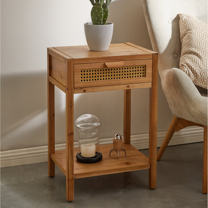 COZAYH HOME Woven Pattern End Table, Natural