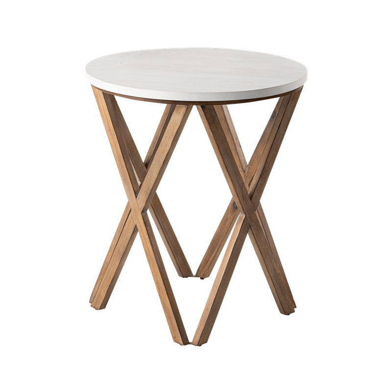 COZAYH Pedestal Farmhouse End Table, Distressed White Top with Tripod