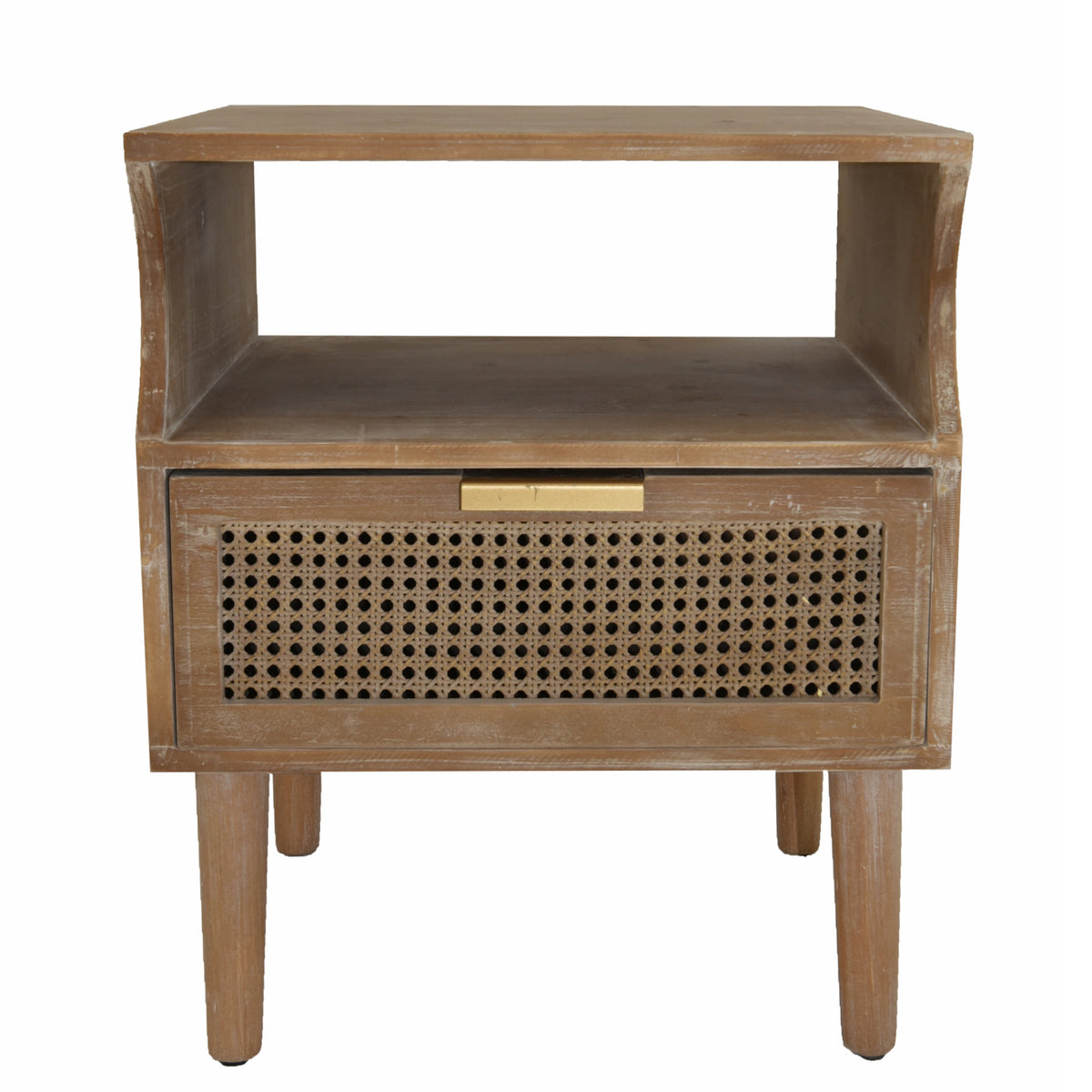 COZAYH Rustic Farmhouse Woven Fronts Nightstand, Spacious