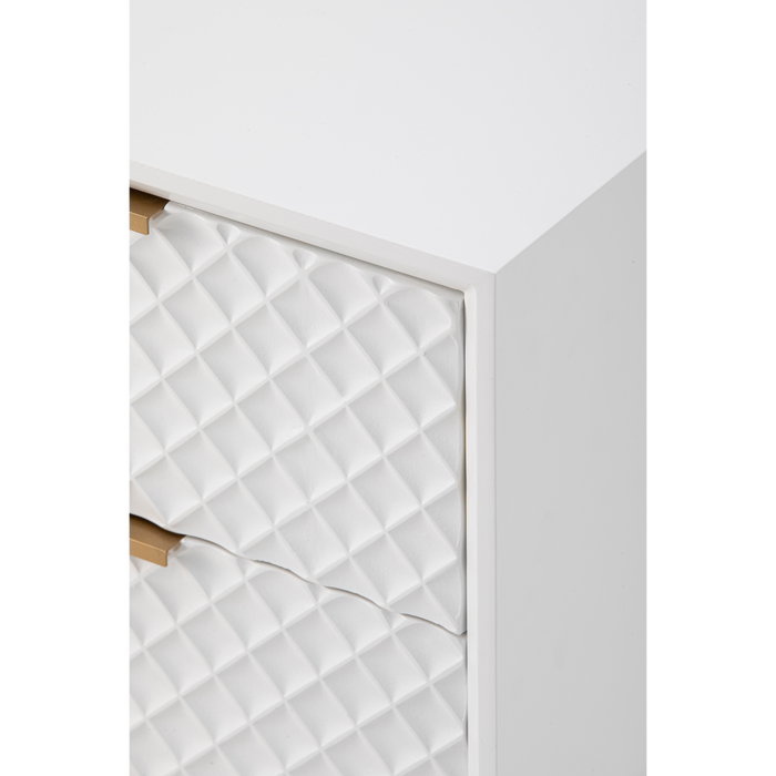 COZAYH HOME Contemporary Nightstand, Retro-Inspired Raised Diamond Motif, White