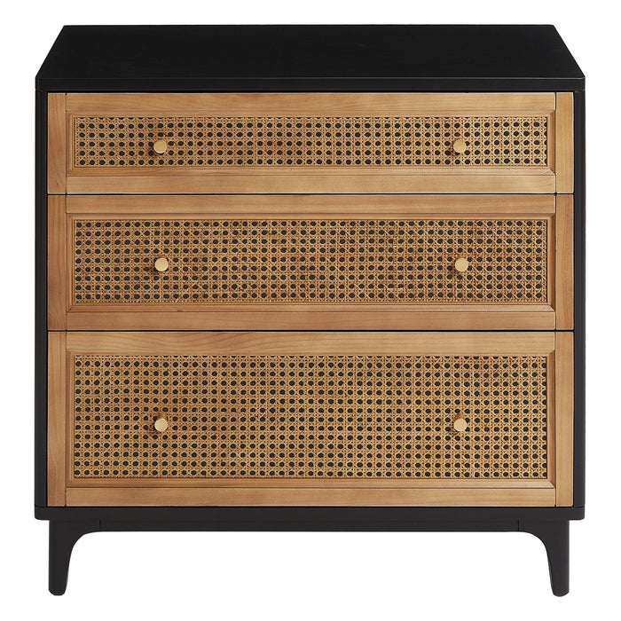 COZAYH HOME 3-Drawer Woven Cane Front Accent Chest