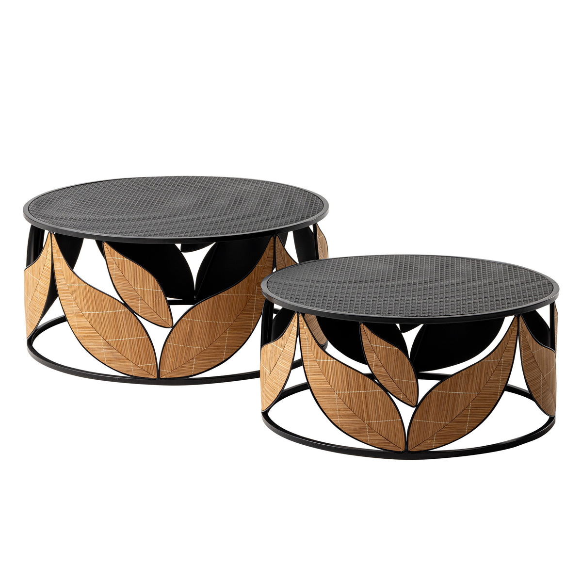 Modern Farmhouse Nesting Coffee Table Set of 2, Round Wood Coffee Table ...