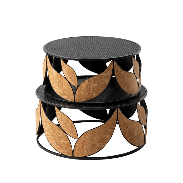 Modern Farmhouse Nesting Coffee Table Set of 2, Round Wood Coffee Table ...