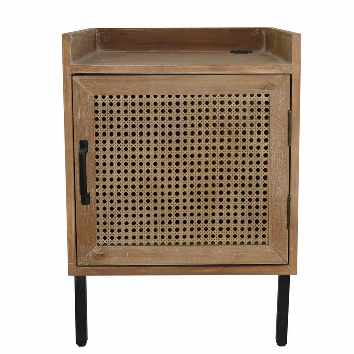 COZAYH HOME Woven Fronts Nightstand with 2 USB Ports