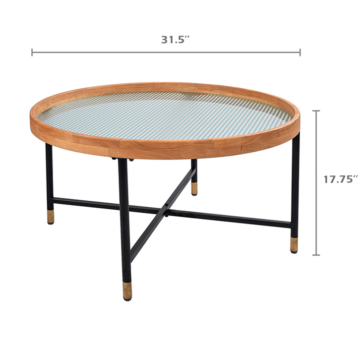 COZAYH HOME Tempered Architectural Glass Tray Top Coffee Table, Round